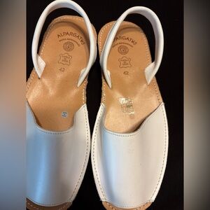 Women's White Leather Sandals Size 11.5 or 42